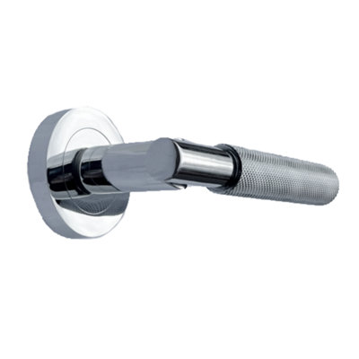 Knurled Turning Door Handles Chrome Lever on Rose Latch Luxe
