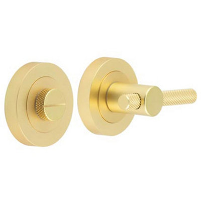 Knurled Turns and Releases in Elegant Satin Brass Finish - Door Handle