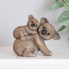 Koala Bear Mother And baby Ornament. H8 cm