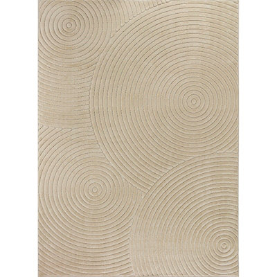 KOANA In- & Outdoor 3D High & Low Pile Textured Beige Area Rug 160 x 220 cm