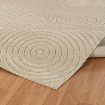 KOANA In- & Outdoor 3D High & Low Pile Textured Beige Area Rug 160 x 220 cm
