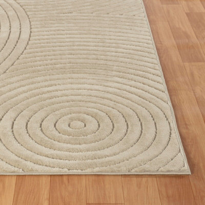 KOANA In- & Outdoor 3D High & Low Pile Textured Beige Area Rug 160 x 220 cm
