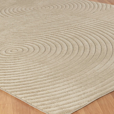 KOANA In- & Outdoor 3D High & Low Pile Textured Beige Area Rug 160 x 220 cm
