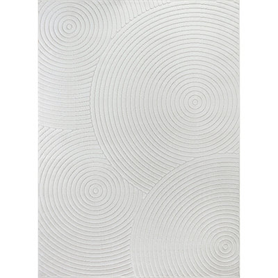 KOANA In- & Outdoor 3D High & Low Pile Textured White Area Rug 120 x 170 cm
