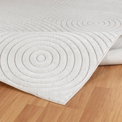 KOANA In- & Outdoor 3D High & Low Pile Textured White Area Rug 120 x 170 cm