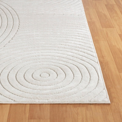 KOANA In- & Outdoor 3D High & Low Pile Textured White Area Rug 120 x 170 cm