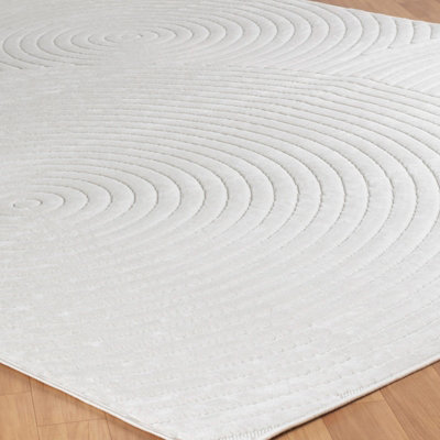 KOANA In- & Outdoor 3D High & Low Pile Textured White Area Rug 120 x 170 cm