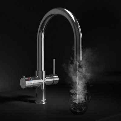 Koba Chrome 4 in 1 Swan Neck Pull Out Spout Boiling Tap Includes Hot Water Tank and Filtration Kit
