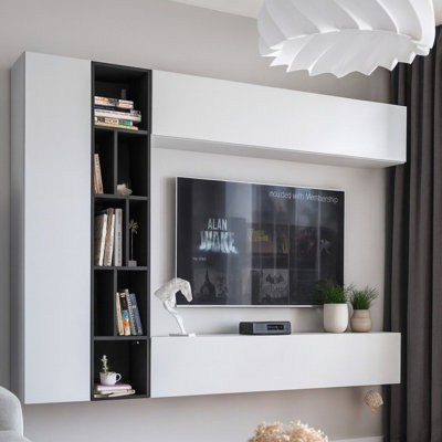 Kodita Stylish Wall Mounted Storage Unit White and Graphite Modern ...