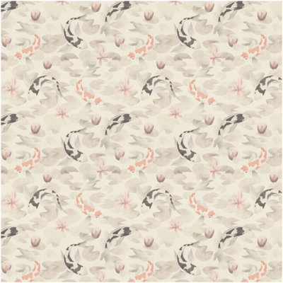Koi Carp Vinyl Wallpaper Japanese Fish Lotus Oriental Feature Wall