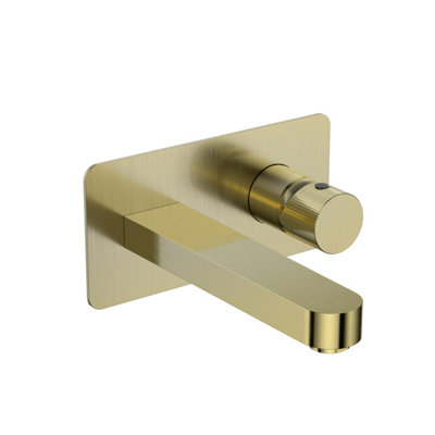 Koko Wall Mounted Bathroom Tap Brushed Brass Finish | DIY at B&Q