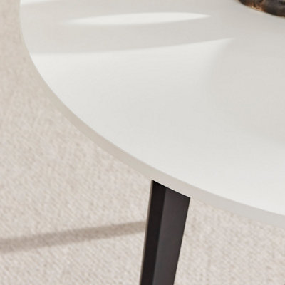 Koko White Round Dining Table with Black Legs 100cm