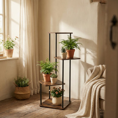 KOKOMA 4-Tier Plant Stand Compact Corner Shelf