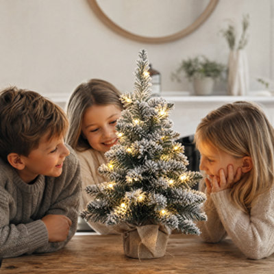 KOKOMA 65cm Mini Christmas Tree, Imperial Snow Flocked Tabletop ...