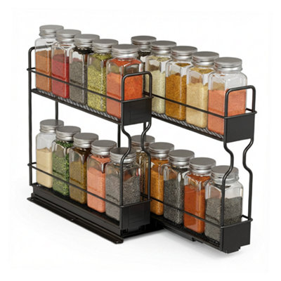 KOKOMA Pull Out Double Layer Spice Rack Kitchen Organiser