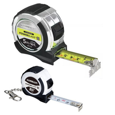 Komelon Tape 5m / 16ft PowerBlade Tape Measure MPT57E and 2m Keyring Tape