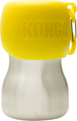 KONG H2O Stainless Steel Water Bottle Dog Feeder 270 ml  Small - Yellow