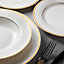 KONIGTUM Luxury White and Gold 24 Piece New Bone China Dinnerware Set for 6 People KOR-DI