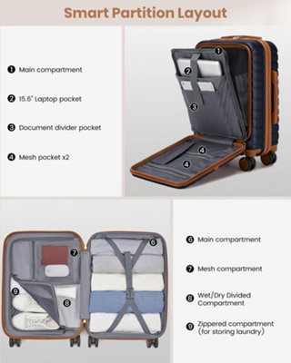 KONO 21Inch ABS+PC Hard Shell Luggage Cabin Carry-On Suitcase ...