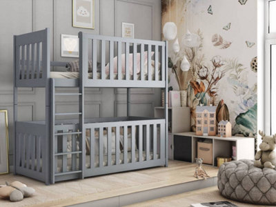 Konrad Contemporary Solid Pine Bunk Bed with Cot Bed in Grey (L)1980mm