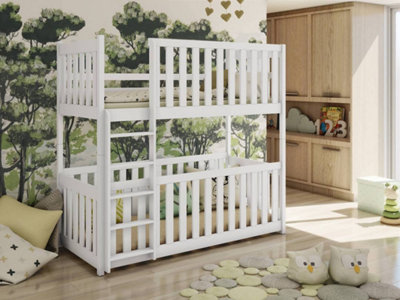 Konrad Contemporary Solid Pine Bunk Bed with Cot Bed in White L 1980mm H 1750mm W 980mm DIY at B Q