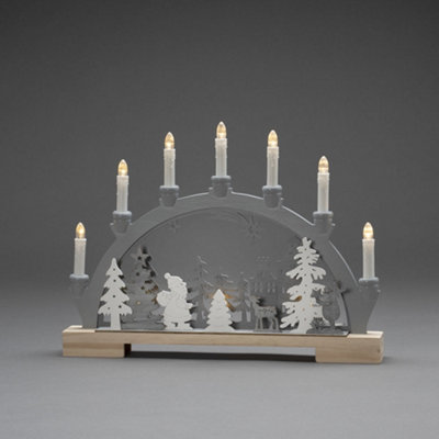 Konstsmide Candle Arch/LED Santa and Reindeer Scene Wooden Table Decoration/Indoor Use