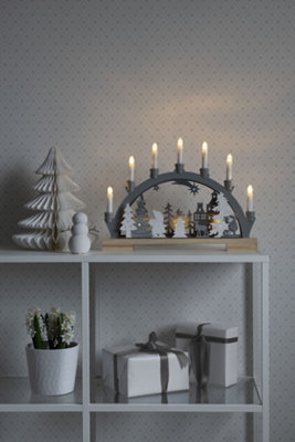 Konstsmide Candle Arch/LED Santa and Reindeer Scene Wooden Table Decoration/Indoor Use