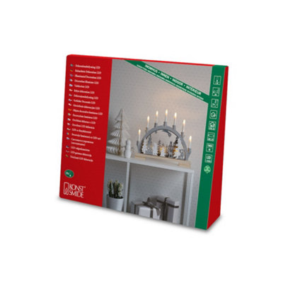 Konstsmide Candle Arch/LED Santa and Reindeer Scene Wooden Table Decoration/Indoor Use