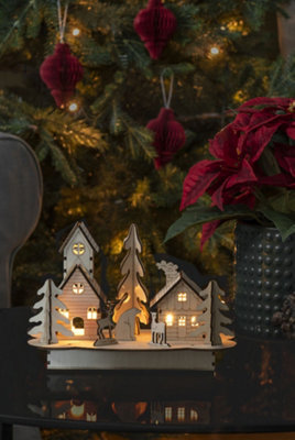 Konstsmide Christmas Theme Wooden silhouette, house and animals, LED Lighting.