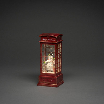 Konstsmide Water Filled Phone Box with Snowman, warm white LED and timer, 5 hours.
