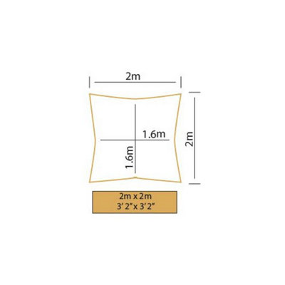 Kookaburra 2m Square Water Resistant Charcoal Garden Patio Sun Shade Sail Canopy 96.5% UV Block with Free Rope - 3