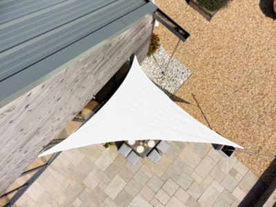 Kookaburra 2m Triangle Breathable HDPE Polar White Garden Patio Sun Shade Sail Canopy 93.3% UV Block with Free Rope