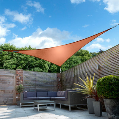 Kookaburra 2m Triangle Waterproof Terracotta Garden Patio Sun Shade Sail Canopy 98% UV Block with Free Rope