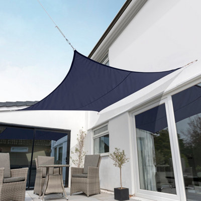 Kookaburra 3.6m Square Waterproof Blue Garden Patio Sun Shade Sail Canopy 98% UV Block with Free Rope