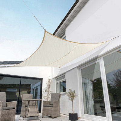 Kookaburra 3.6m Square Waterproof Ivory Garden Patio Sun Shade Sail Canopy 98% UV Block with Free Rope