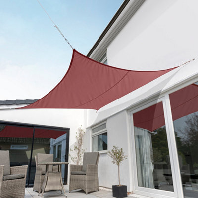 Kookaburra 3.6m Square Waterproof Marsala Red Garden Patio Sun Shade Sail Canopy 98% UV Block with Free Rope