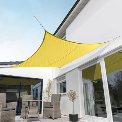 Kookaburra 3.6m Square Waterproof Yellow Garden Patio Sun Shade Sail Canopy 98% UV Block with Free Rope