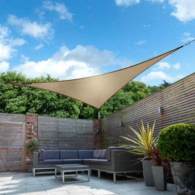 Kookaburra 3.6m Triangle Waterproof Mocha Garden Patio Sun Shade Sail Canopy 98% UV Block with Free Rope