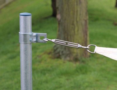 Kookaburra 3m Silver Galvanised Steel Tall Round Shade Sail Garden Patio Fixing Pole with Bracket Clamp