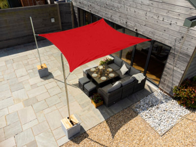 Kookaburra 3m Square Breathable HDPE Red Garden Patio Sun Shade Sail Canopy 90% UV Block with Free Rope