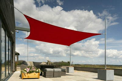 Kookaburra 3m Square Breathable HDPE Red Garden Patio Sun Shade Sail Canopy  90% UV Block with Free Rope