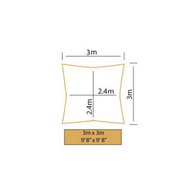 Kookaburra 3m Square Waterproof Charcoal Garden Patio Sun Shade Sail Canopy 98% UV Block with Free Rope - 4