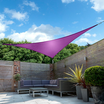 Kookaburra 3m Triangle Waterproof Purple Garden Patio Sun Shade Sail Canopy 98% UV Block with Free Rope