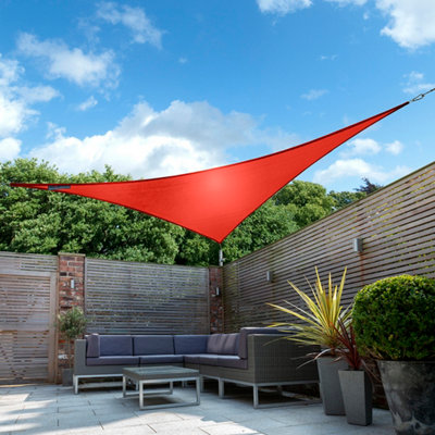 Kookaburra 3m Triangle Waterproof Red Garden Patio Sun Shade Sail Canopy 98% UV Block with Free Rope