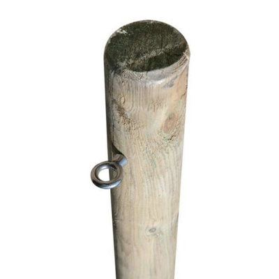 Kookaburra 3m Wooden Tall Round Shade Sail Garden Patio Fixing Pole with Eyebolt Screw - 12cm