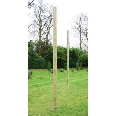 Kookaburra 3m Wooden Tall Round Shade Sail Garden Patio Fixing Pole with Eyebolt Screw - 12cm