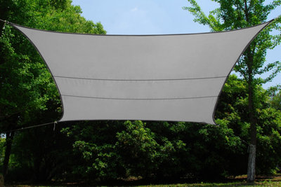 Kookaburra 3m x 2m Rectangle Waterproof Silver Garden Patio Sun Shade Sail Canopy 98% UV Block with Free Rope