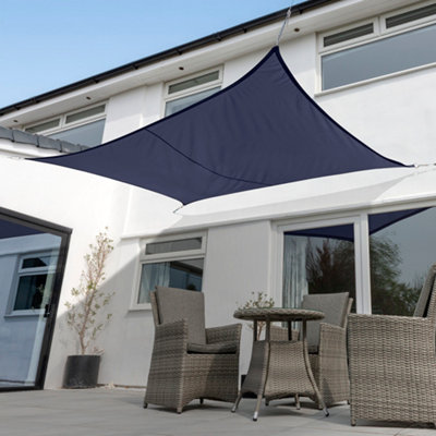 Kookaburra 4m x 3m Rectangle Waterproof Blue Garden Patio Sun Shade Sail Canopy 98% UV Block with Free Rope