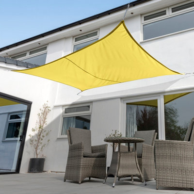 Kookaburra 4m x 3m Rectangle Waterproof Yellow Garden Patio Sun Shade Sail Canopy 98 UV Block with Free Rope DIY at B Q