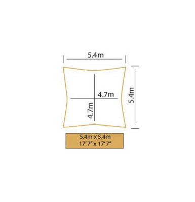 Kookaburra 5.4m Square Water Resistant Ivory Garden Patio Sun Shade Sail Canopy 96.5% UV Block with Free Rope